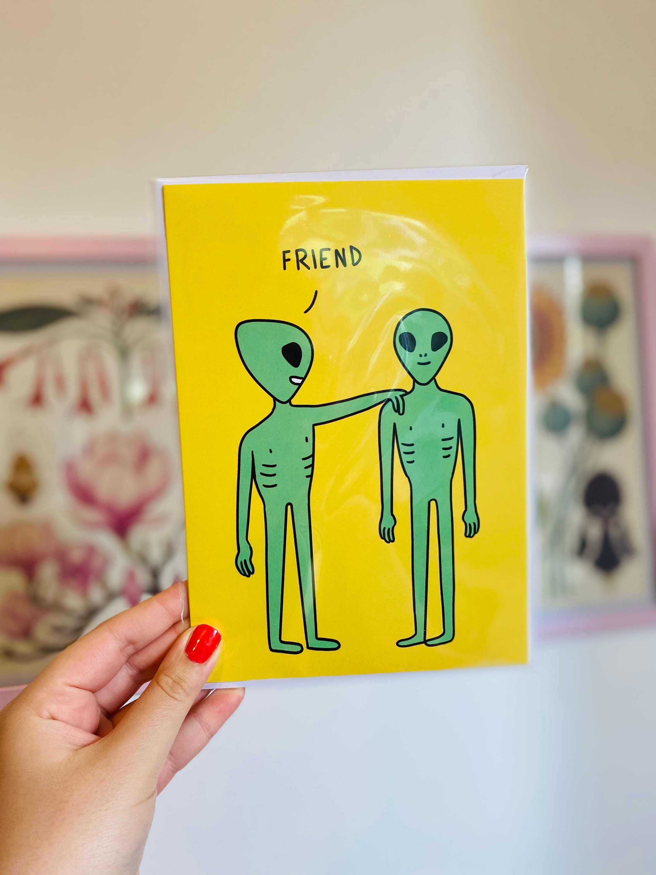 Alien Friend Greeting Card - Etsy