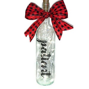 Christmas Painted Wine Bottle with lights, hand Painted Wine Bottles