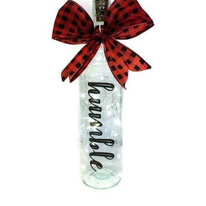 Christmas Painted Wine Bottle with lights, hand Painted Wine Bottles