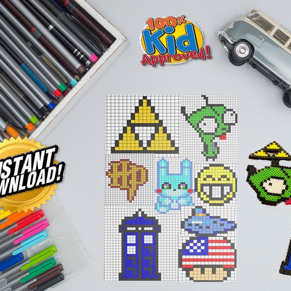 80+ Perler Beads Template Collection! Great for use with any scrapbooking or craft project!