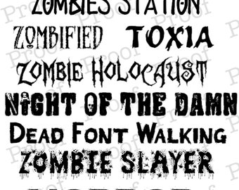 Kolekcja czcionek Zombie, czcionki TTF Horror (do pobrania w wersji cyfrowej)
