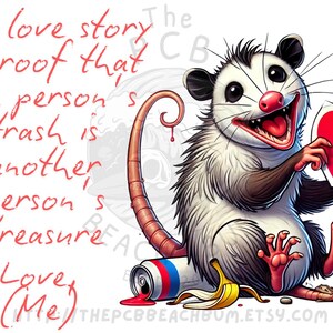 Lustige niedliche Cartoon Opossum Valentinstagskarten für Erwachsene - Humorvoll, personalisiert und sofort downloadbar!