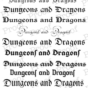 Dungeons and Dragons font collection! Great for use with Cricut, Silhouette, Procreate, or any scrapbooking or craft project!