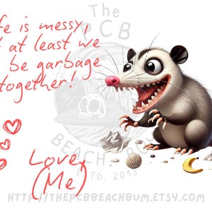 Lustige niedliche Cartoon Opossum Valentinstag Karten für Erwachsene - Humorvoll, Personalisiert & Sofortdownload!