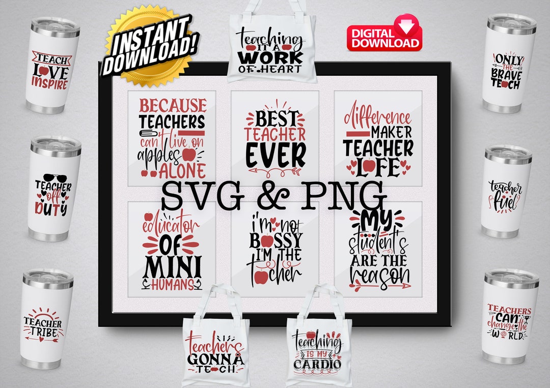 Teacher SVG PNG Cricut Silhouette Bundle 1! Great for Use With Cricut ...