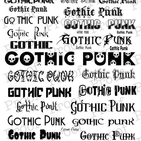 30+ Gothic Punk Font Collection! Great for use with Cricut, Silhouette, Procreate, or any scrapbooking or craft project!