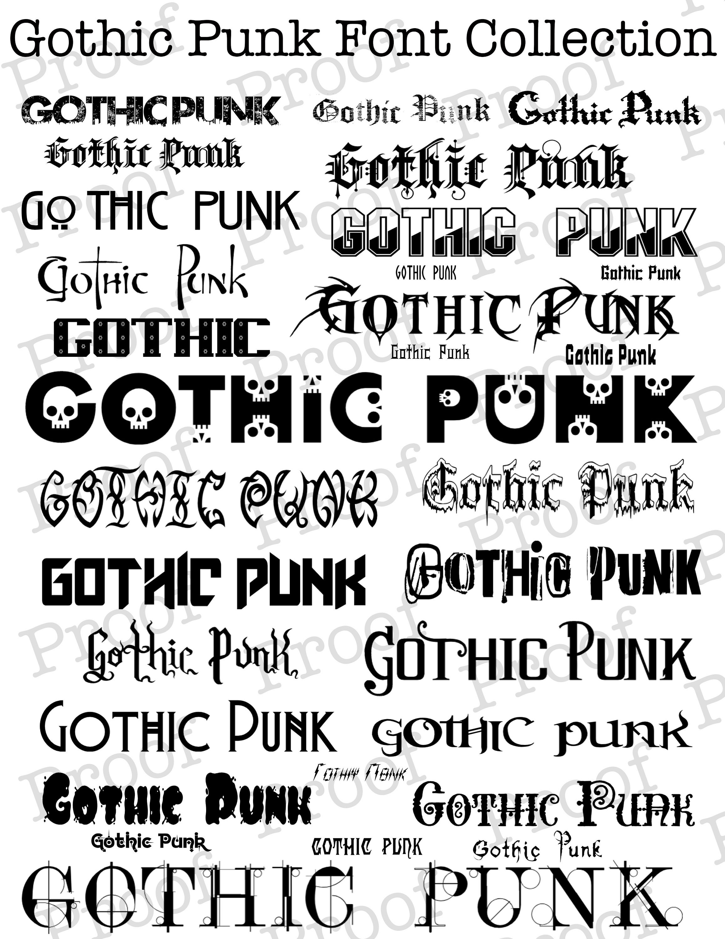 30 Gothic Punk Font Collection Great for Use With Cricut