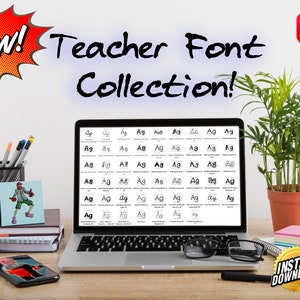 Collezione font dell'insegnante! Ottimo per l'uso con Cricut, Silhouette, Procreate o qualsiasi progetto di scrapbooking o craft!