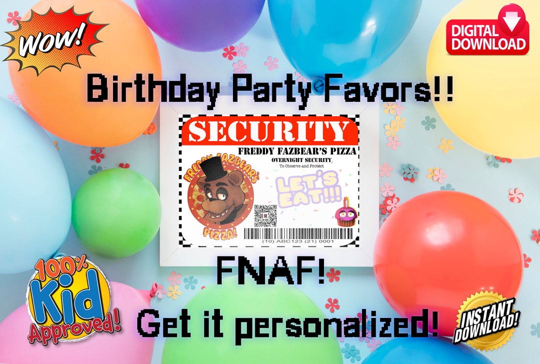 Five Nights at Freddy's Scratch Off Ticket Favor - FNAF Party