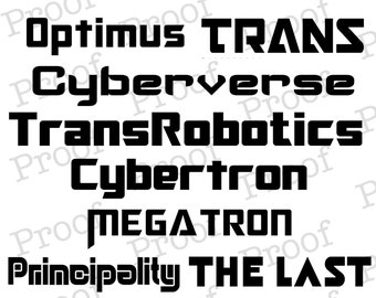 Transformers Font Collection! Ottimo per l'uso con Cricut, Silhouette, Procreate o qualsiasi progetto di scrapbooking o artigianato! Ideale per progetti fai da te