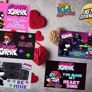 ¡Tarjetas imprimibles del día de San Valentín de FNF Friday Night Funkin!