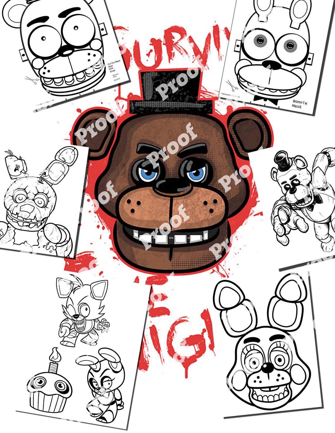 FNAF Five Nights Coloring Book Etsy Hong Kong