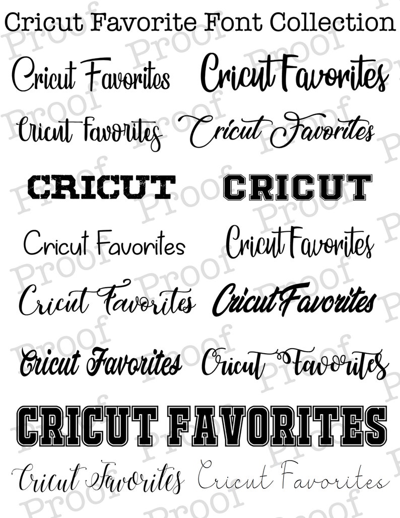 Cricut Favorite Font Collection Great for Use With Cricut - Etsy Hong Kong