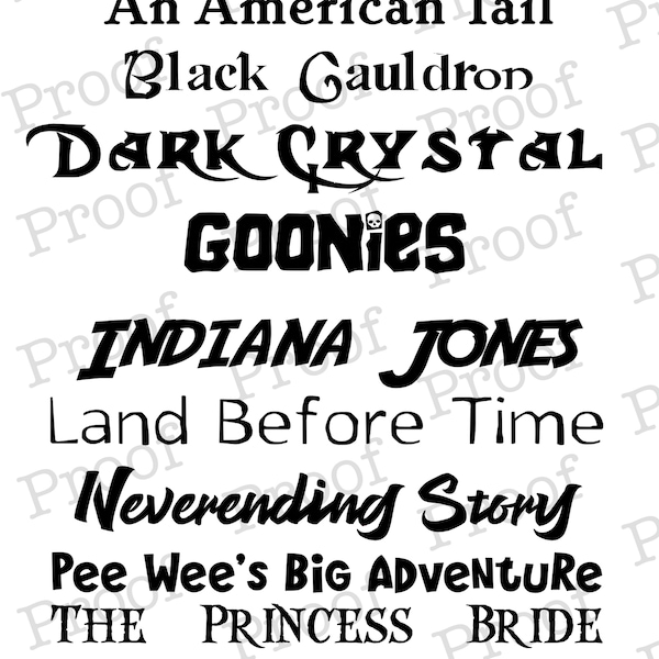80s Kid's Movie Font Collection! Great for use with Cricut, Silhouette, Procreate, or any scrapbooking or craft project!