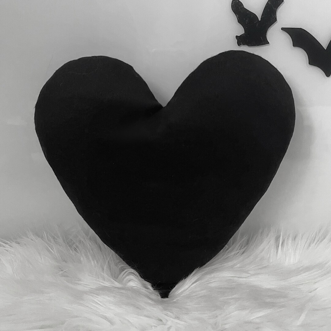 Black Heart Pillow Gothic Gift Etsy