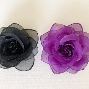 Black or Purple Rose Hair Clip