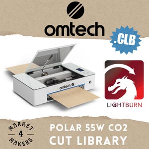 Omtech Polar 55 W CO2 Laser Lightburn Cut Library