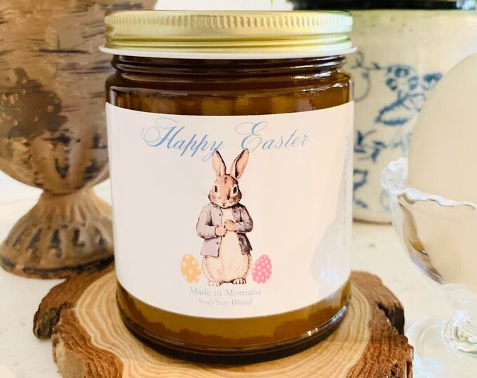 Happy Easter- Blue- Beatrix Potter Candle