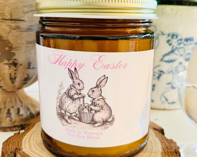 Happy Easter- Pink- Beatrix Potter Candle