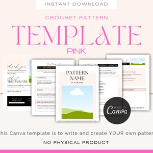 Crochet Pattern Template//Canva//Pink Template