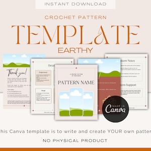 Crochet Pattern Template//Canva//Earthy Template
