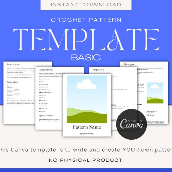 Crochet Pattern Template//Canva//Basic Template