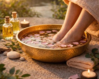 Hammered Brass Pedicure Bowl, Foot Bath, Handmade Foot Soak, Spa Gift for Women
