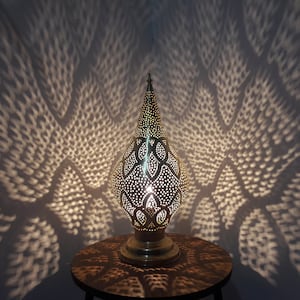 Moroccan Table Lamp, Brass Table Lamp, Mosaic Lamps, Living Room Table Lamp, Bedside Table Lamp