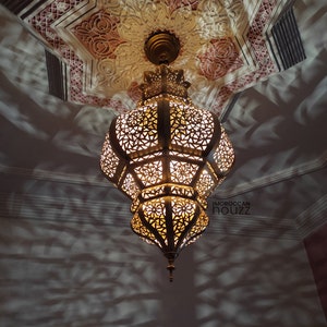 Modern Moroccan Pendant light shade, Moroccan Hanging Lantern, brass ceiling light, Hanging Lamp Mosaic Chandelier, Moroccan Suspension Lamp