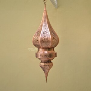 Exotic Moroccan Flame ceiling Light Fixture, Handmade Moroccan Pendant Light, Hanging Brass Moroccan Chandelier Copper