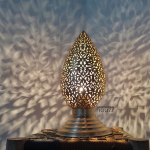 Authentic Moroccan Table Lampshade Lamp, Bedside Moroccan Gold Lamp, Handmade Brass night lamp
