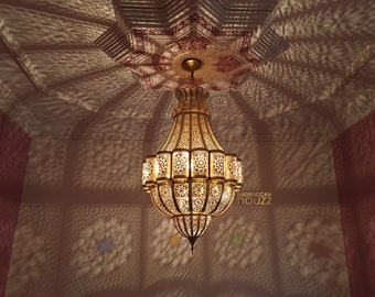 Large Moroccan Handmade Pendant Light shade, Moroccan Hanging Ceiling lamp, Lampshades Lighting New Home Décor from Marrakech