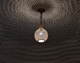 Moroccan Brass Pendant Light, Handmade Teardrop Ceiling Lamp, Moroccan cluster chandelier