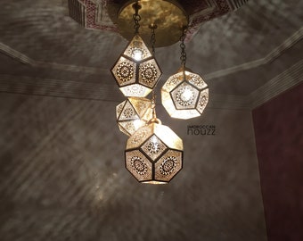 Lámpara de araña marroquí única un conjunto de 4 lámparas colgantes marroquíes - lámpara de araña colgante marroquí, lámpara de techo, lámparas y luces marroquíes