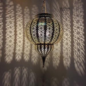 Gorgeous Moroccan Pendant Light, Brass Turkish Lamp style, Marrakesh Lighting Decor