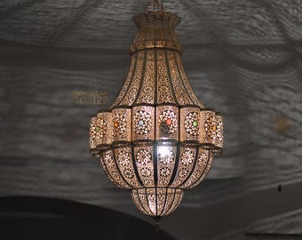 Large Moroccan Handmade Pendant Light chandelier, Moroccan Lampshade Hanging Ceiling lamp, Lampshades Lighting New Home Décor from Marrakech