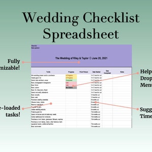 Wedding Checklist Spreadsheet