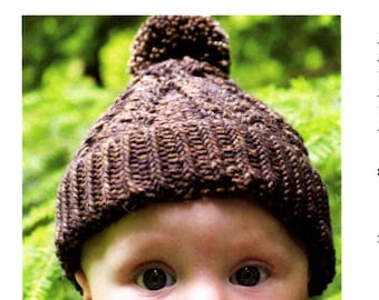 Hunter, Alexa Ludeman for Tin Can Knits, cabled hat knitting pattern for newborn to adult sizes, optional pompom, worsted weight yarn