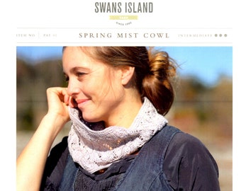 Spring Mist Cowl, cowl pattern, Swans Island, Nell Ziroli,  knitting pattern, lace knitting, DK yarn, sport yarn,
