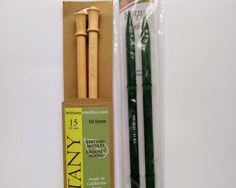 Wooden Knitting Needles size US 15 & 17 (10.0mm, 12.0mm), straight (single point), double point (dpn), Knitter’s Pride (KP), Brittany