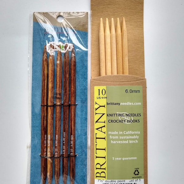 Wooden Knitting Needles size US 10, 10.5 (6.0, 6.5mm), circular, double point (dpn), straights (single point), Knitters Pride (KP), Brittany