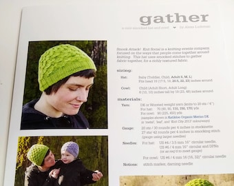Gather by Alexa Ludeman for Tin Can Knits, hat & cowl knitting pattern for family, DK or worsted yarn,