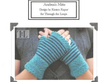 Andrea’s Mitts, Kirsten Kapur, fingerless mitt pattern, knitting pattern, sport weight yarn,