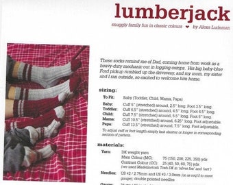 Lumberjack, Alexa Ludeman, Tin Can Knits, family knitting pattern, knit socks from baby to adult, DK weight yarn, two color, top-down sock