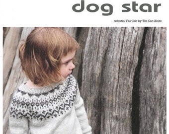 Dog Star, by Tin Can Knits, pullover sweater pattern, yoke pattern, stranded colorwork, knitting pattern, family sizes, infant - adult