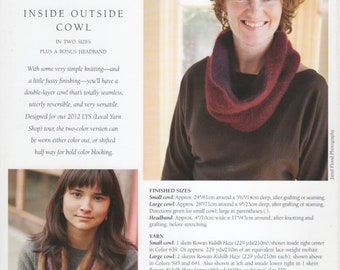 Inside Outside Cowl, knitting pattern,  stockinette, lace weight mohair yarn, warm lightweight cowl, Churchmouse Yarns