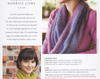 Crocheted Moebius Cowl, crochet pattern, short or long cowl, lace wt mohair yarn, US L (8mm) crochet hook, single crochet, Churchmouse Yarns