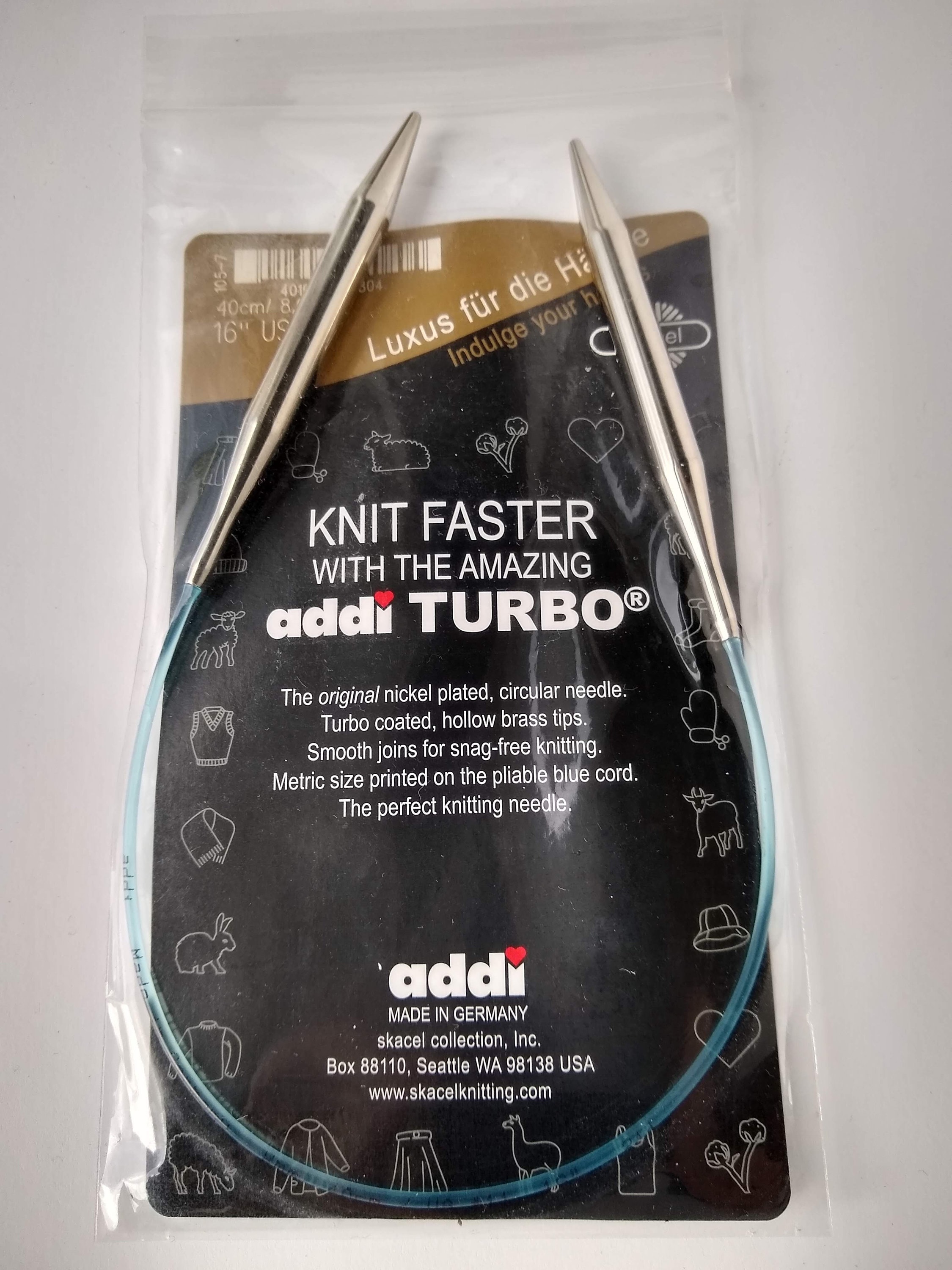  addi Knitting Needle Turbo Circular Skacel Blue Cord 16 inch  (40cm) Size US 11 (8.0mm)