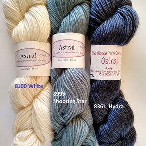 Alpaca Yarn Company, Astral, DK yarn, 30 alpaca/20 merino wool/50 tencel, single ply, image 5