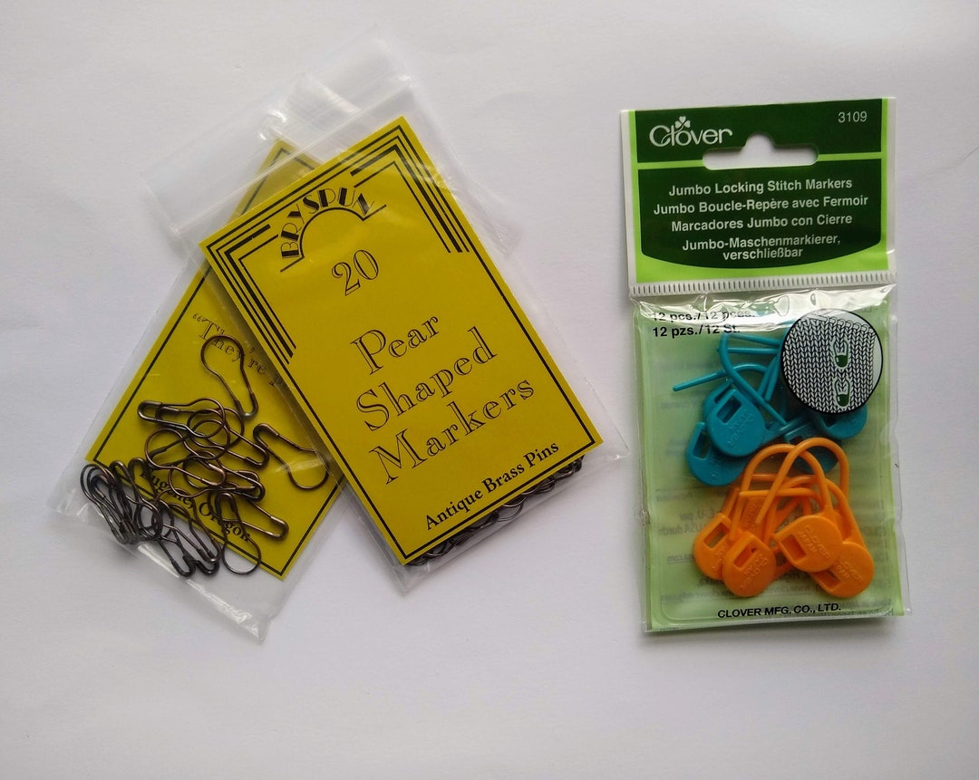 Locking Stitch Markers, Knitting Notions, Pearshaped Markers, Jumbo